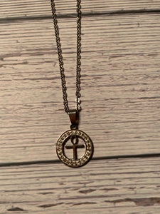 Silver Circle Ankh Necklace