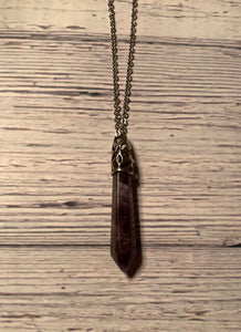 Silver Long Point Natural Gemstone Necklaces (Various Gemstones)