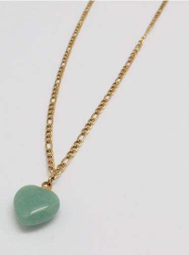 Natural Green Aventurine Dainty Heart Gold Necklace
