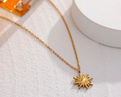 Gold Sunburst Pendant Necklace