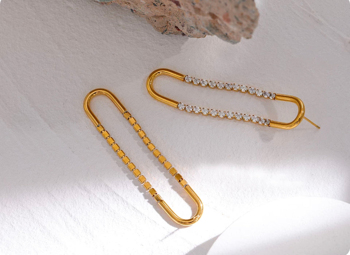 Unique Gold CZ Dangle Earrings