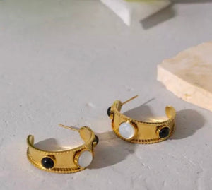 Gold Gemstone Hoop Earrings