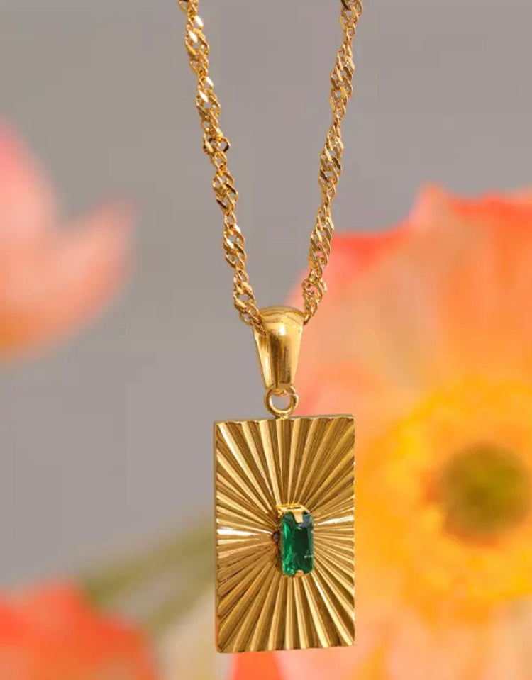 Gold Sun Rays Pendant Necklace