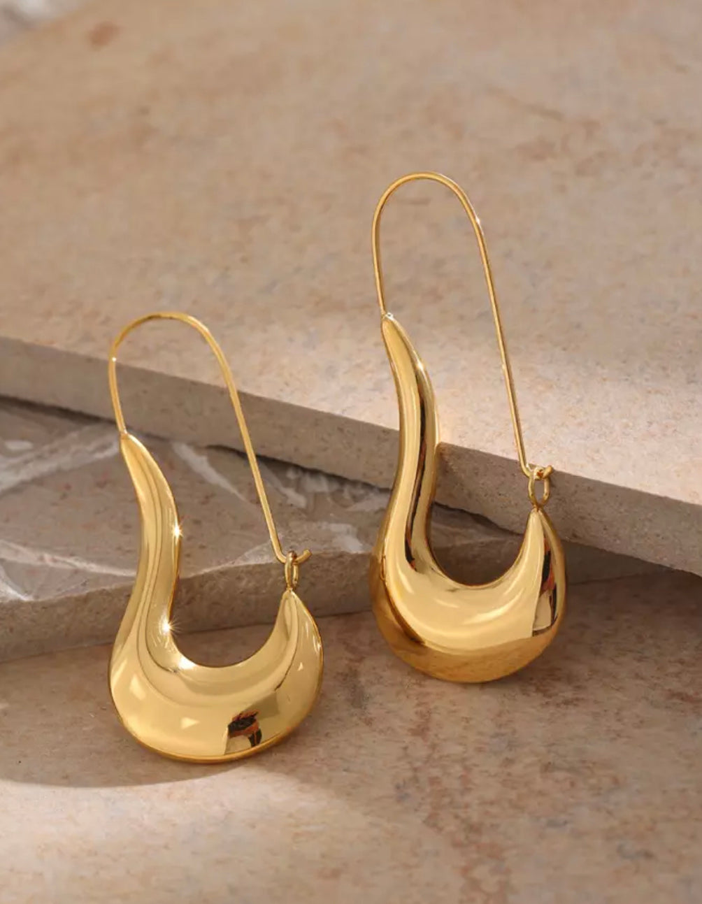 Gold Jumbo Safety Pin Earrings