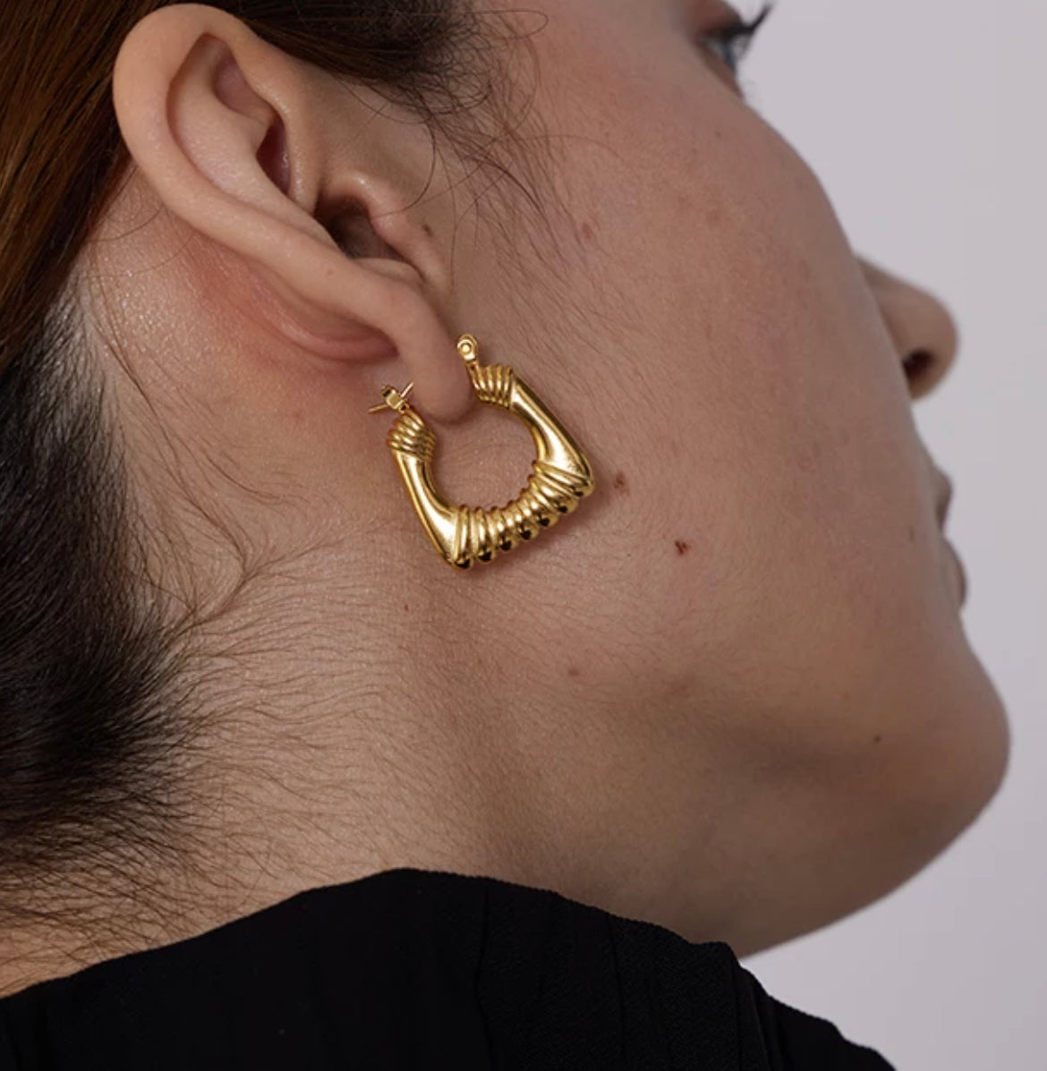 Gold Small Doorknocker Earrings