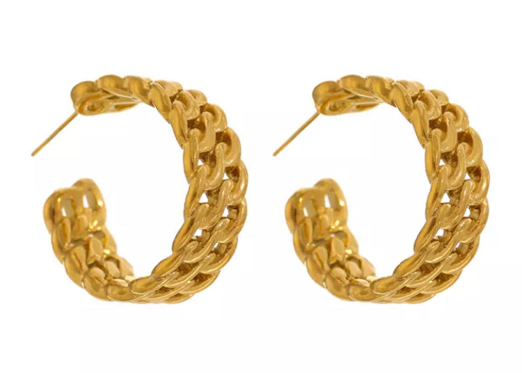 Gold Double Date Hoops