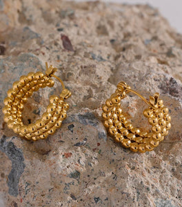 Gold Beaded Small Hoops