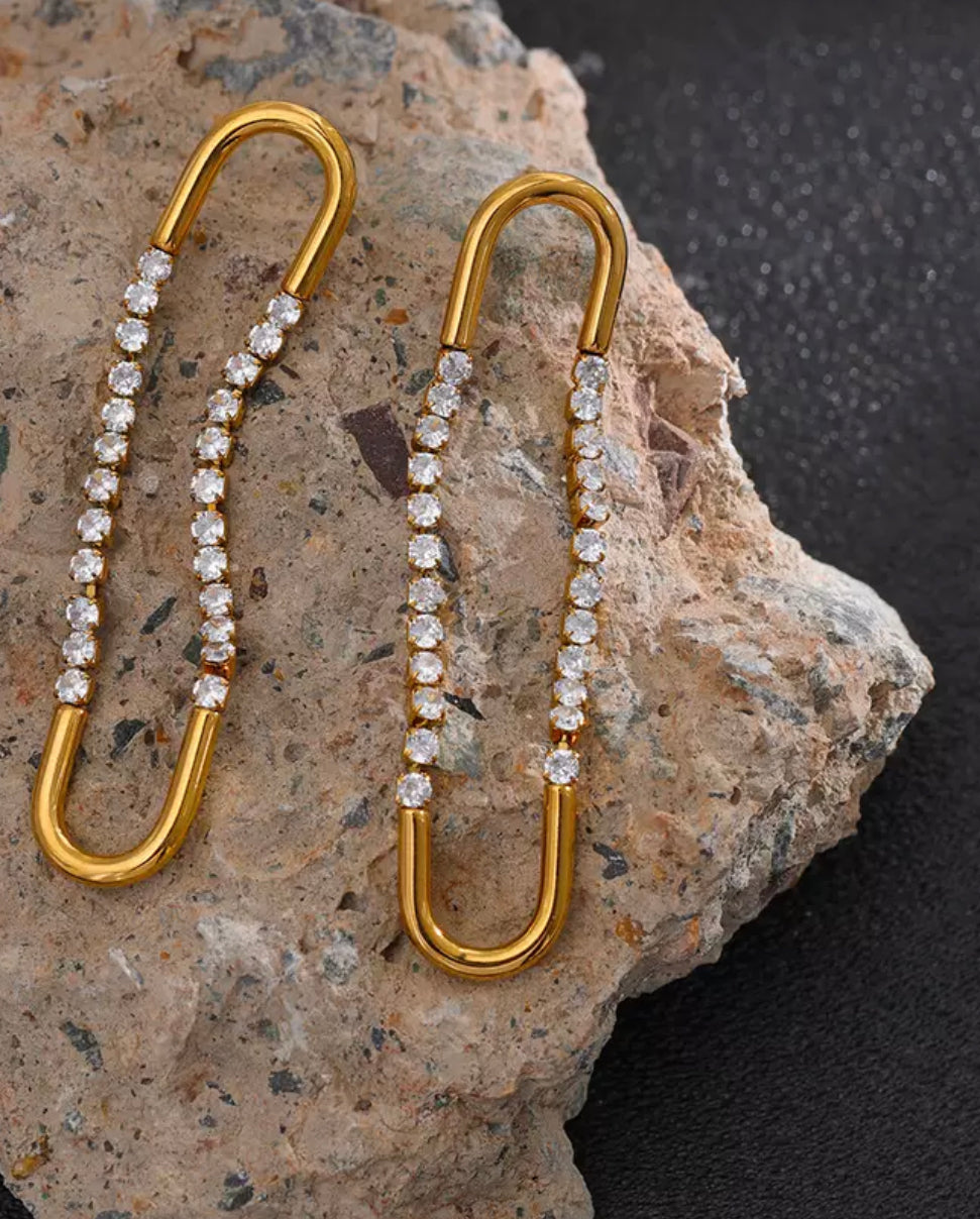 Unique Gold CZ Dangle Earrings