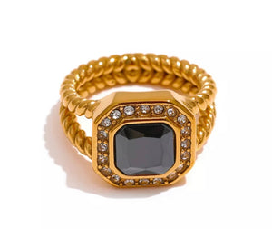 Gold Cubic Zirconia Statement Ring