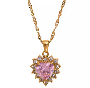 Gold Crystal Heart Necklace