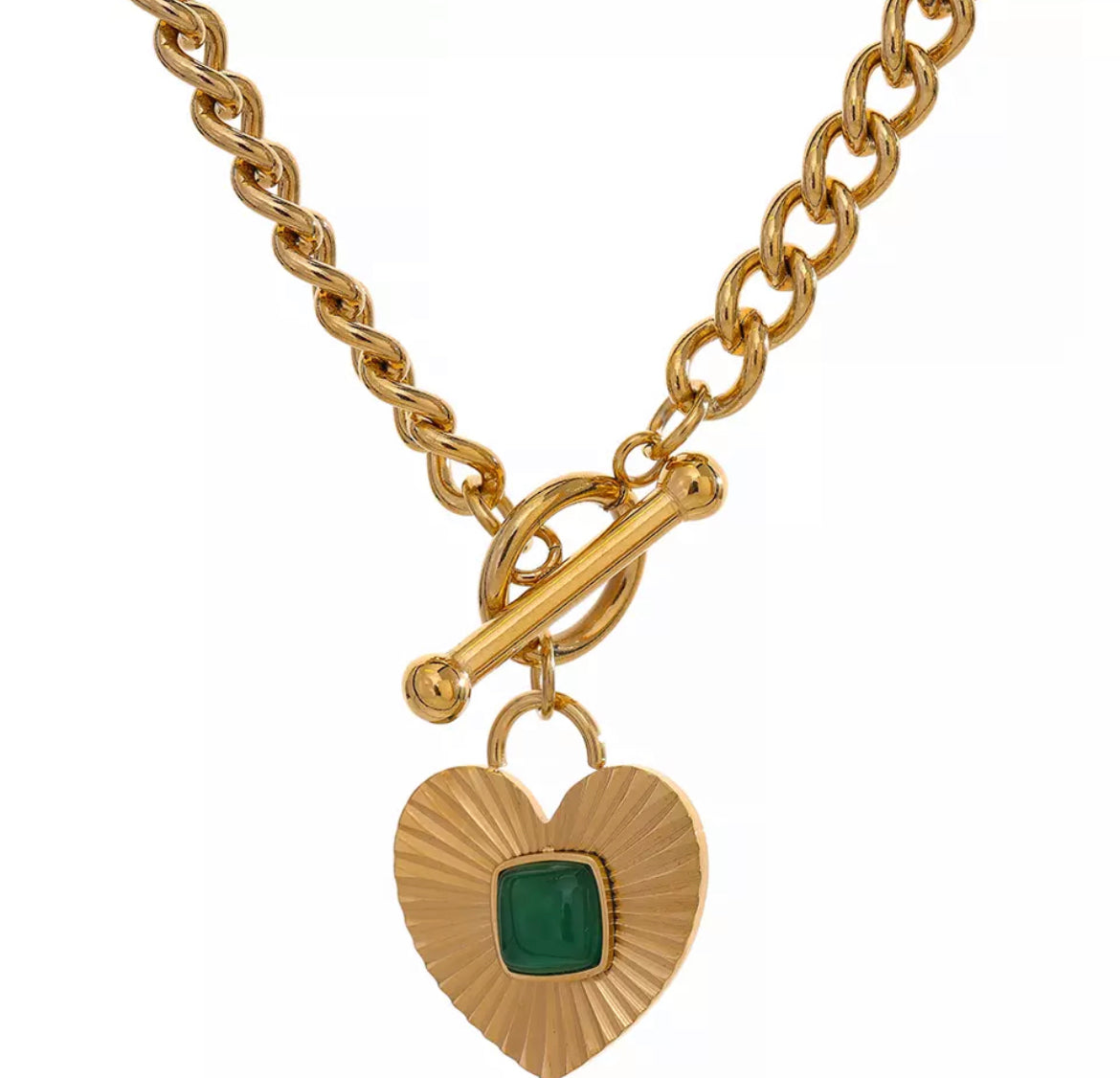 Jade Heart Toggle Necklace