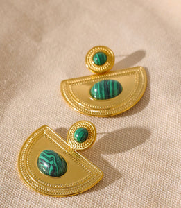 Gold Geometric Gemstone Earrings