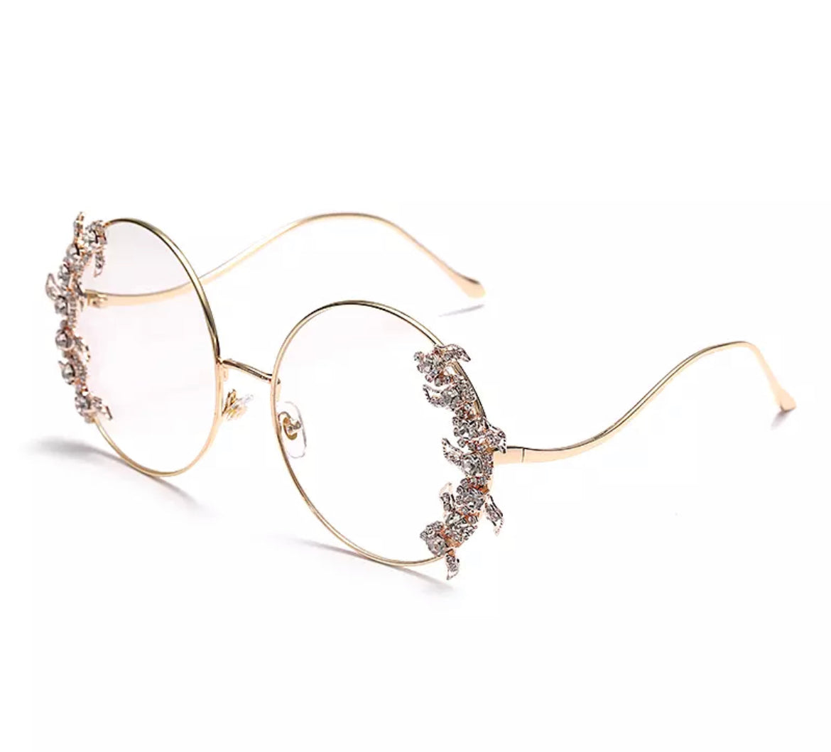 Crystal Floral Vintage Style Sunglasses