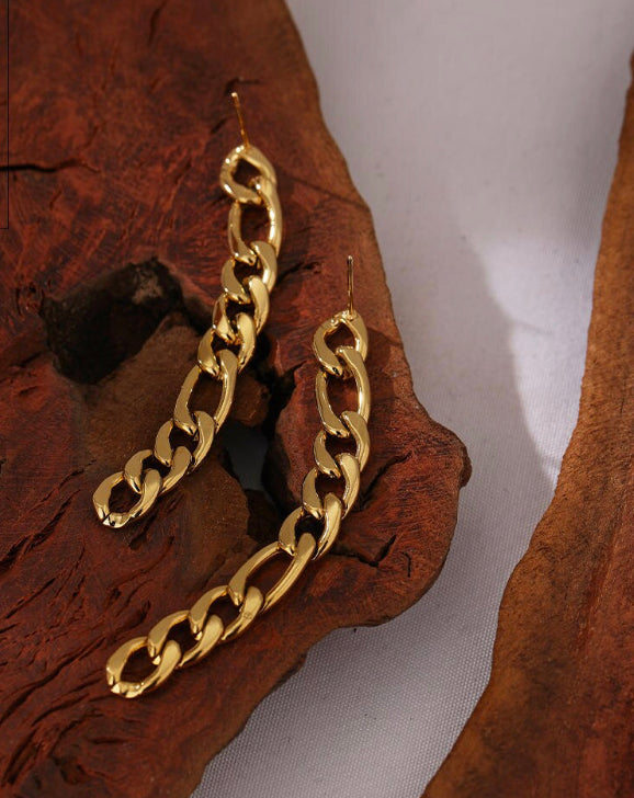 Gold Link Drop Earrings