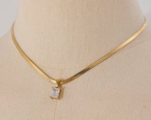 Herringbone Cz Pendant Necklace