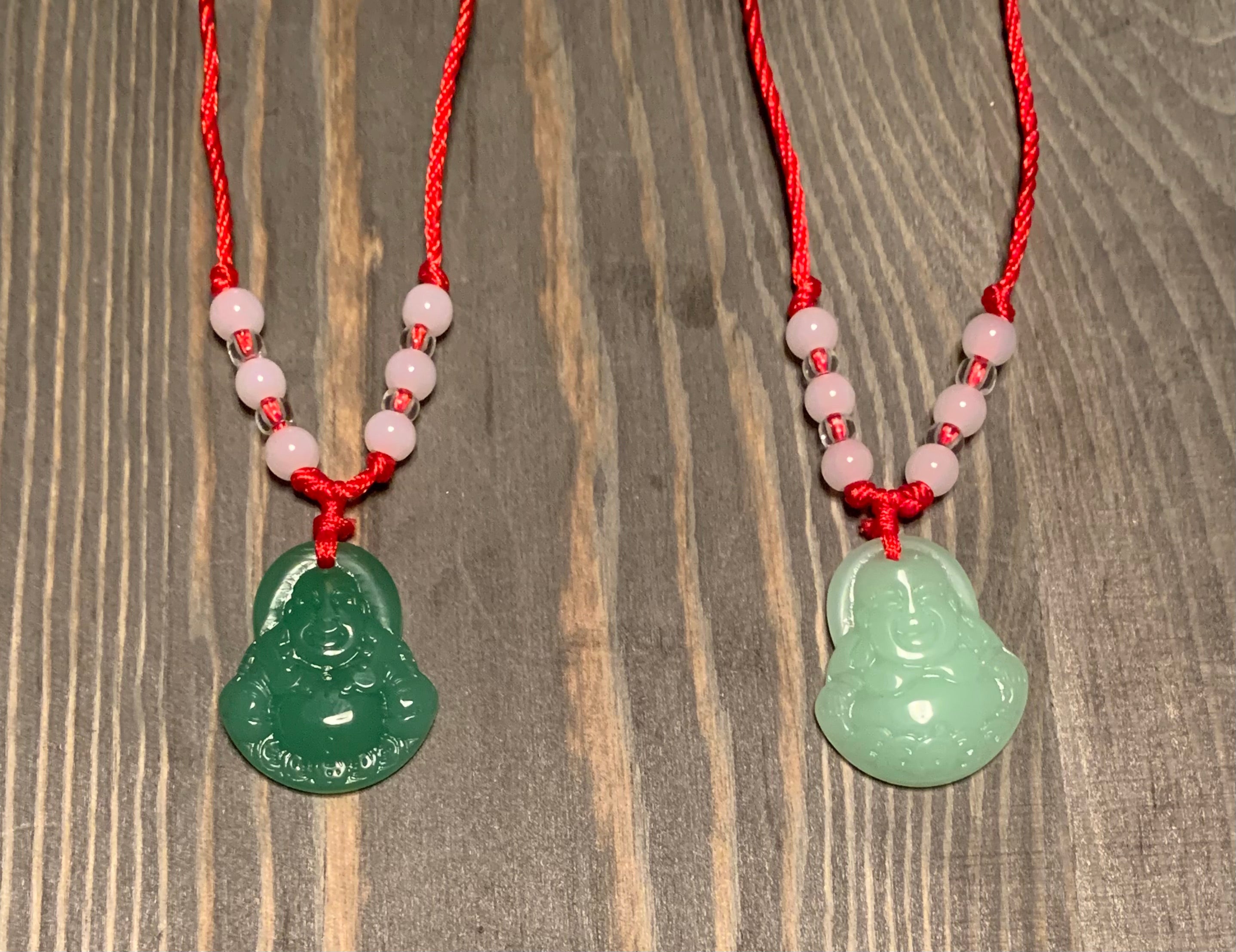 Natural Jade Buddha Adjustable Red String Necklace