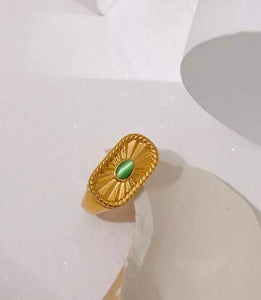 Gold Green Opal Ring