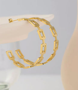 Gold Linked Hoop Earrings