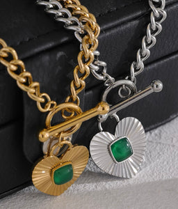 Jade Heart Toggle Necklace