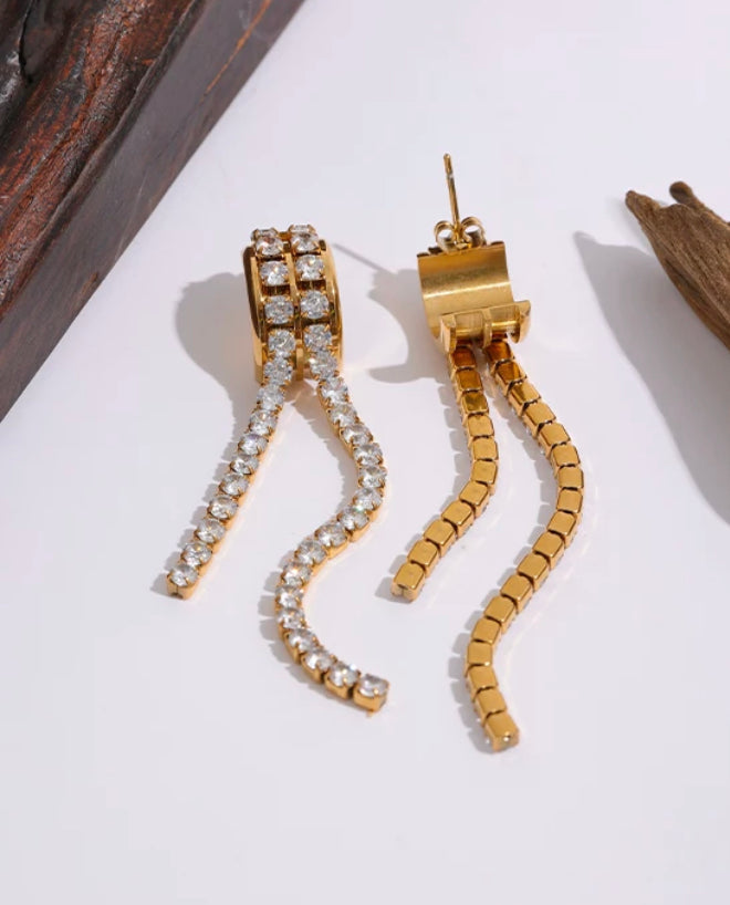 Gold Crystal Elegant Drop Earrings