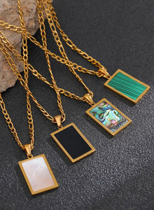 Gold Square Pendant Necklace