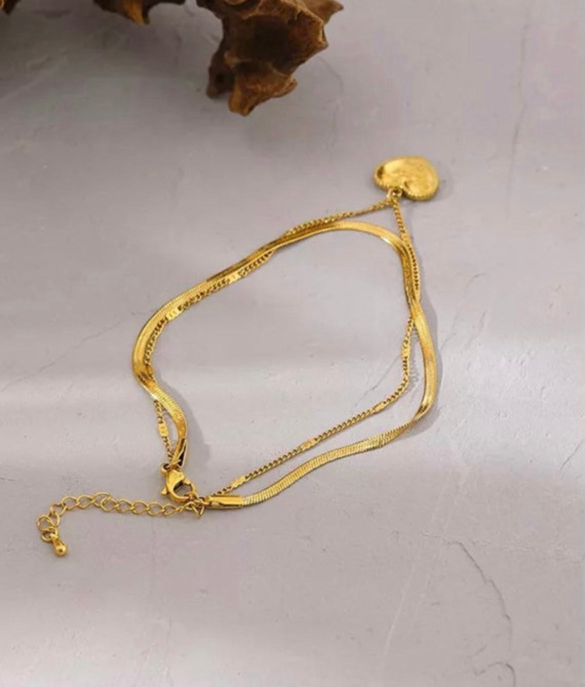 Gold Love Double Chain Anklet