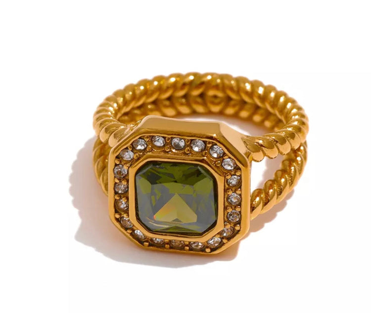 Gold Cubic Zirconia Statement Ring