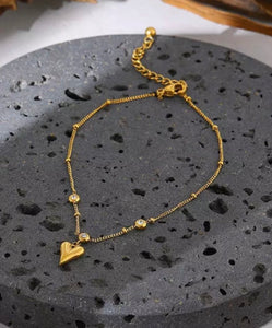 Gold Dainty Heart Anklet
