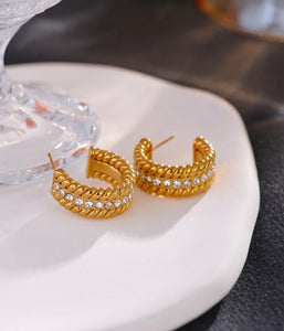 Gold Small Chunky CZ Hoop