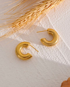 Gold Textured Mini Hoops