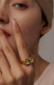 Gold Green Opal Ring