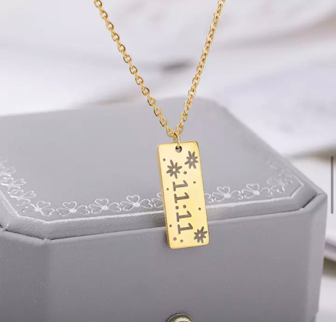 Amazon.com: Jelly 18K Gold Angel Number 11:11 Necklace | Gold 1111 Angel  Number Pendant | Make A Wish | Lucky Number | Gift for Her | Best Friend  Gift : Clothing, Shoes & Jewelry