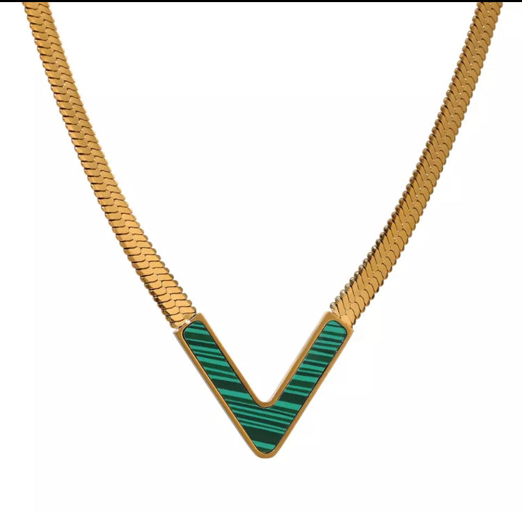 Gold V shaped Herringbone Necklace