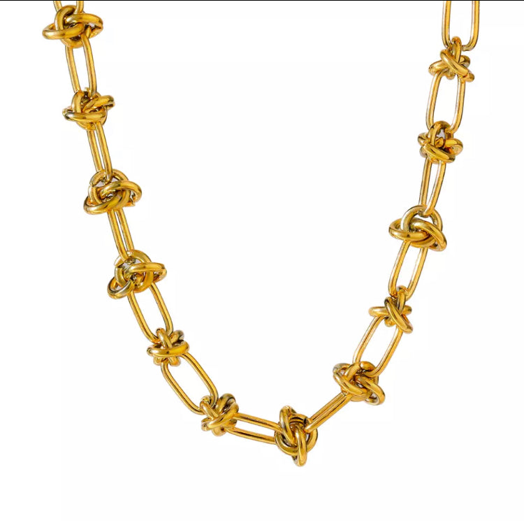 Gold Love me Knot necklace and bracelet set