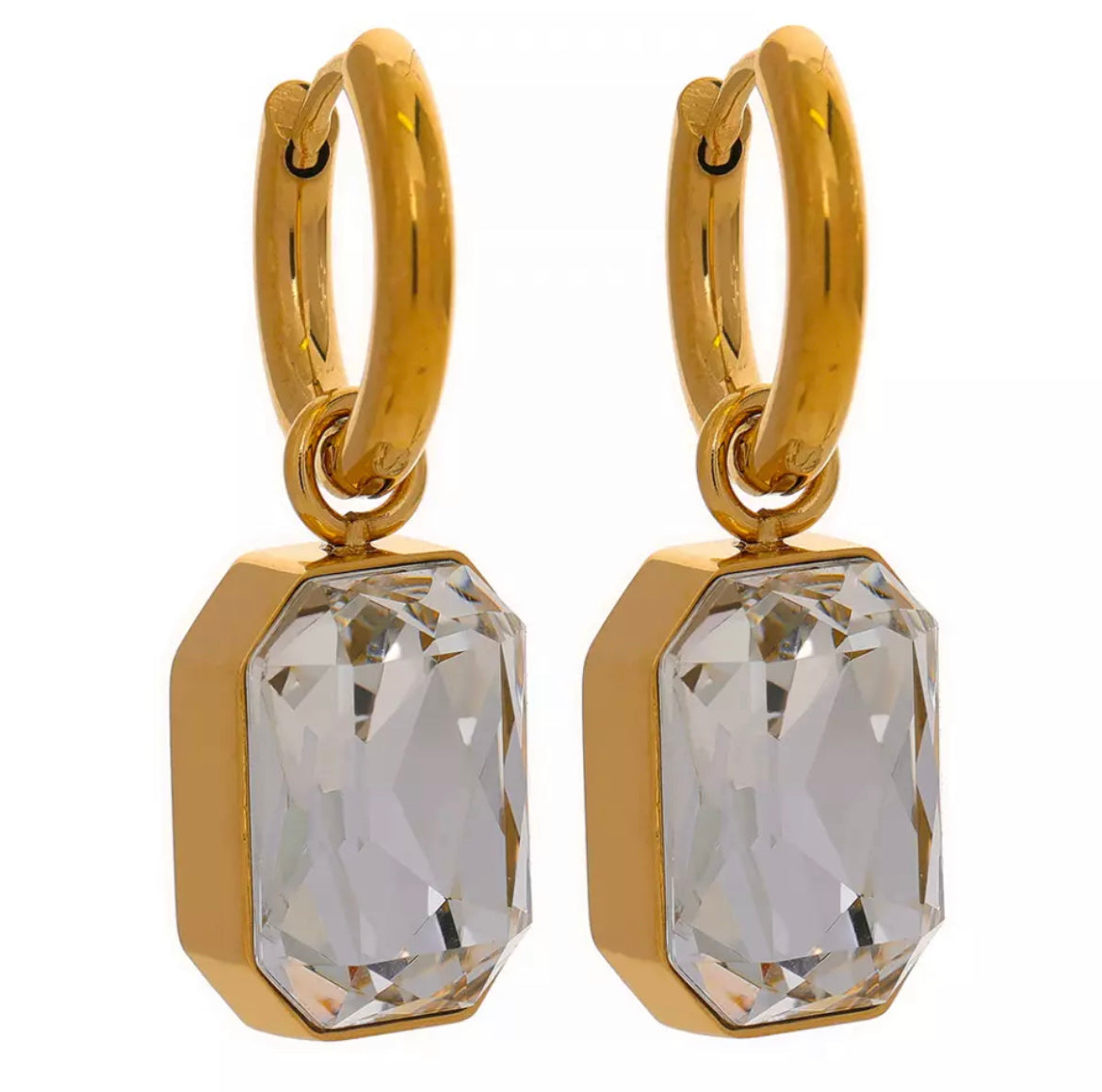 Gold Crystal Dangle Drop Earrings