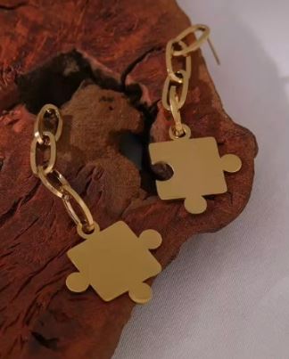 Gold puzzle earrings