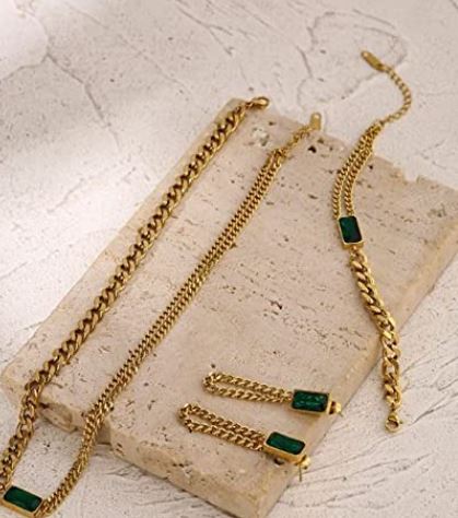 Emerald Green Gold Jewelry Set