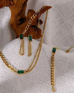 Emerald Green Gold Jewelry Set