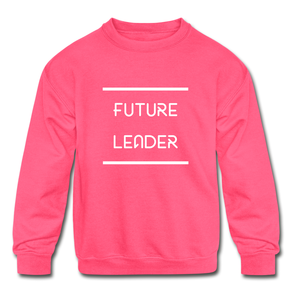 Future leader Kids' Crewneck Sweatshirt - neon pink
