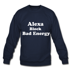 Alexa Block Bad Energy Crewneck Sweatshirt - navy