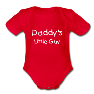 Daddy's Little Guy Organic Short Sleeve Baby Bodysuit - red