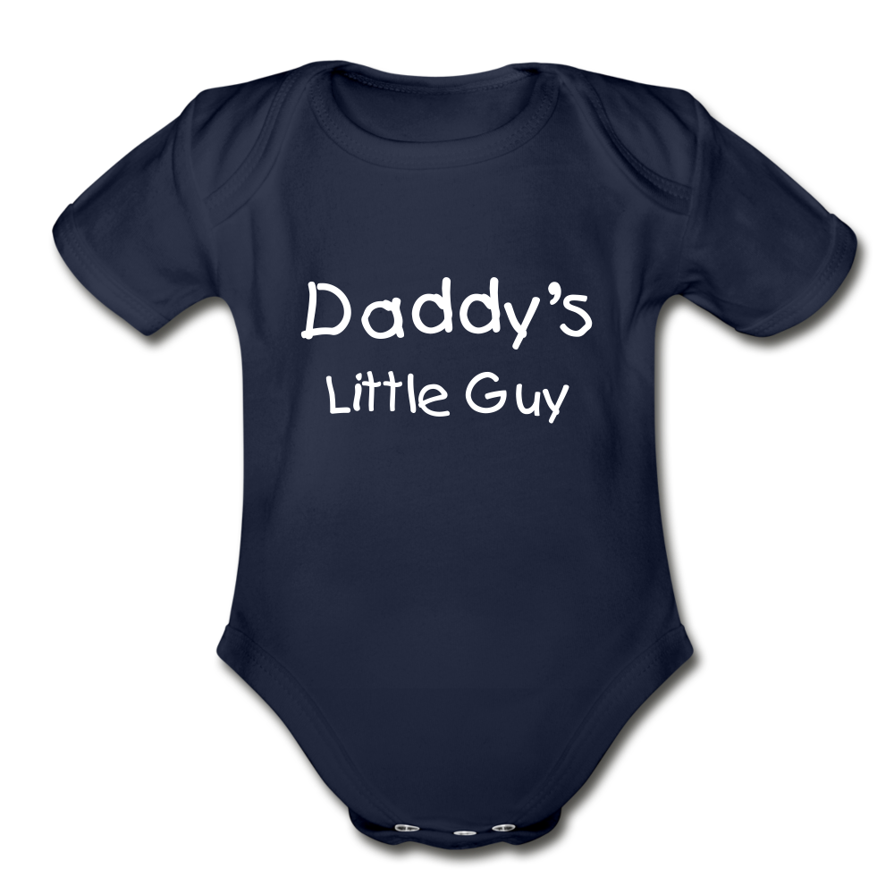 Daddy's Little Guy Organic Short Sleeve Baby Bodysuit - dark navy