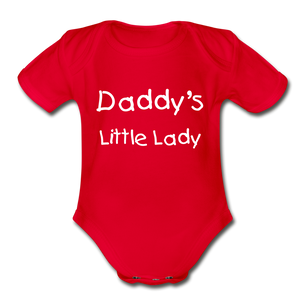 Daddy's Little Lady Organic Short Sleeve Baby Bodysuit - red