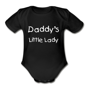 Daddy's Little Lady Organic Short Sleeve Baby Bodysuit - black