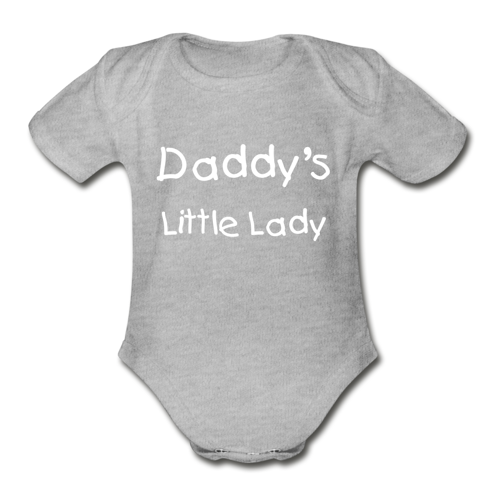 Daddy's Little Lady Organic Short Sleeve Baby Bodysuit - heather gray