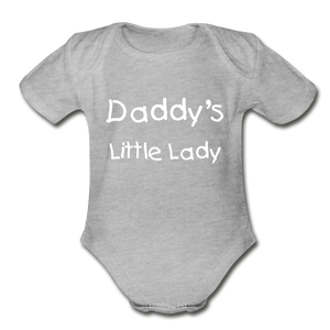 Daddy's Little Lady Organic Short Sleeve Baby Bodysuit - heather gray
