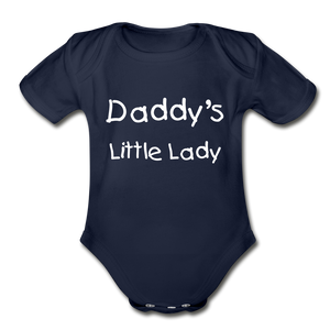 Daddy's Little Lady Organic Short Sleeve Baby Bodysuit - dark navy
