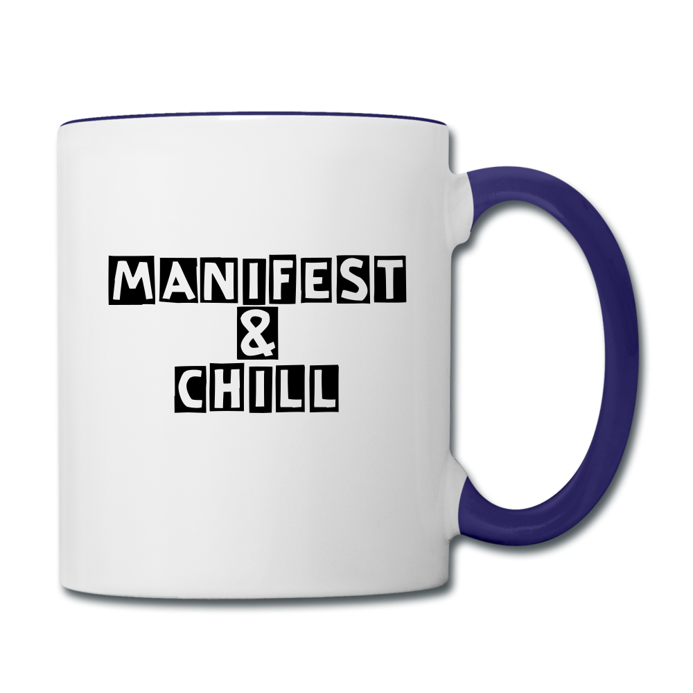 Manifest & Chill Contrast Coffee Mug - white/cobalt blue