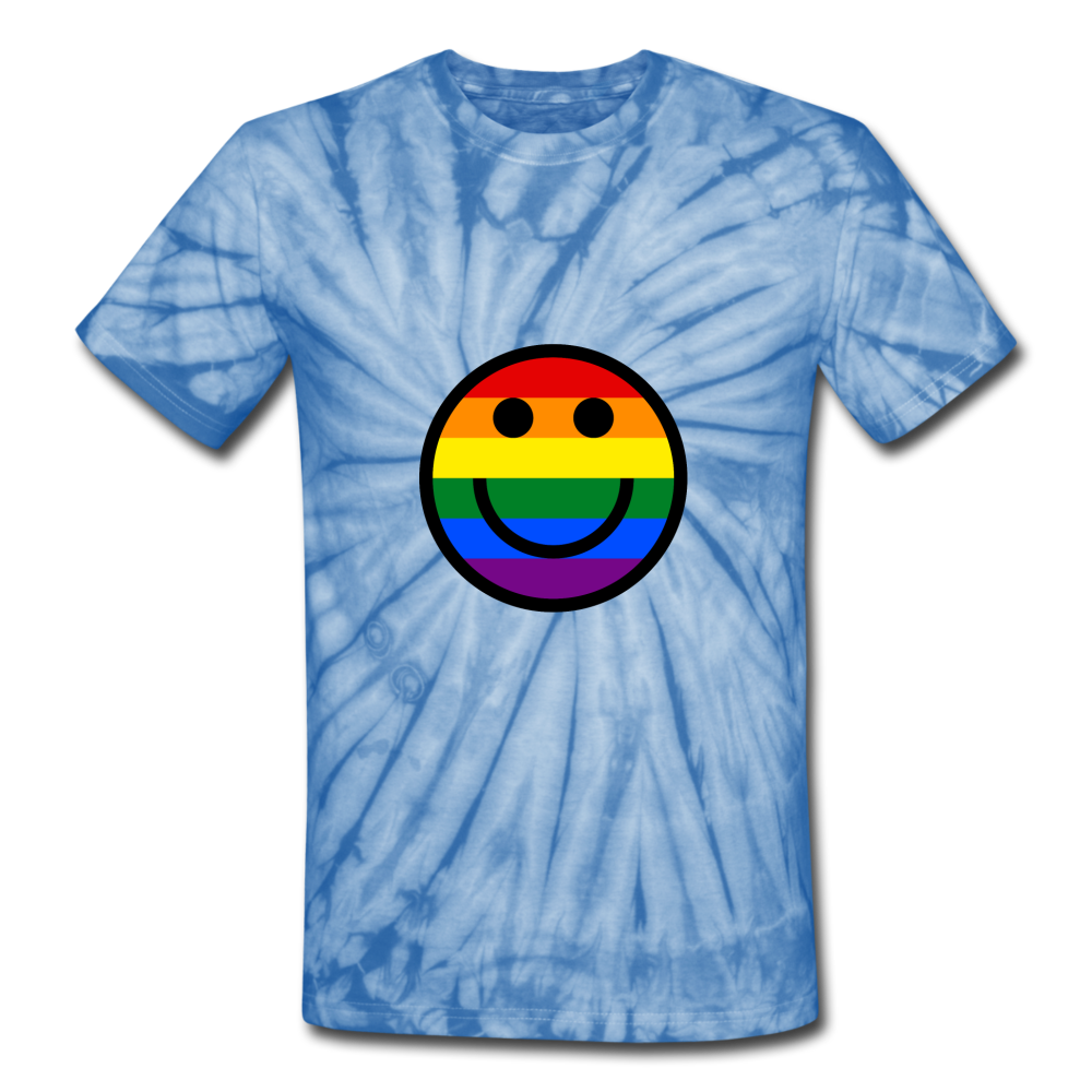 Happy Rainbow Unisex Tie Dye  T-Shirt - spider baby blue