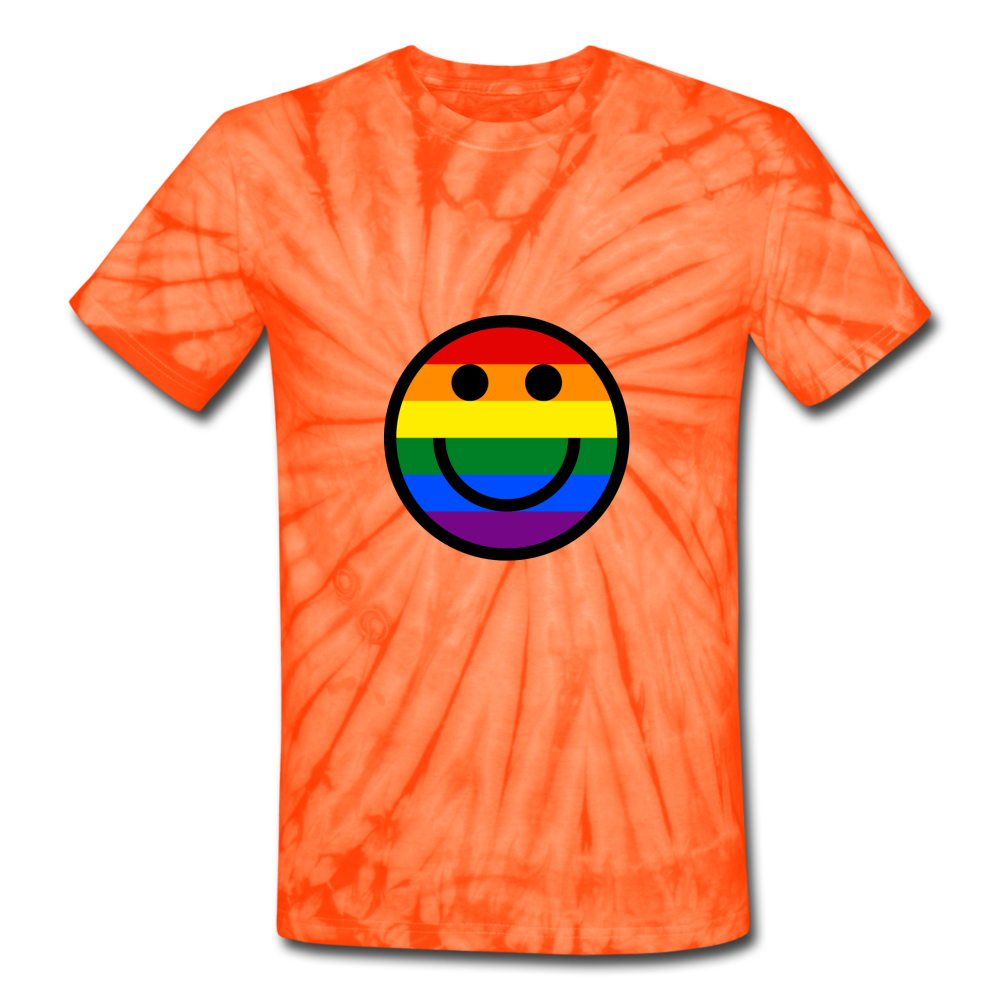Happy Rainbow Unisex Tie Dye  T-Shirt - spider orange